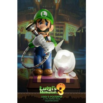 LUIGI'S MANSION 3 - LUIGI & POLTERPUP 9'' PVC PAINTED STATUE COLLECTOR'S EDITION